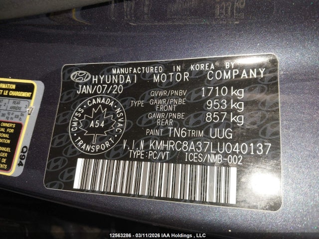 Aukcja sprzedaży 2020 Hyundai Venue Ultimate With Denim Blue Interior Colour Pack, vin: KMHRC8A37LU040137, numer aukcji: 12563286