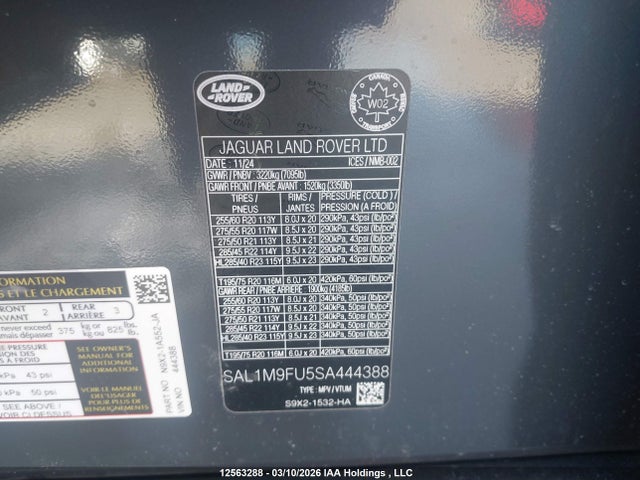 Продаж на аукціоні авто 2025 Land Rover Range Rover Sport P400 Dynamic Hse, vin: SAL1M9FU5SA444388, номер лоту: 12563288