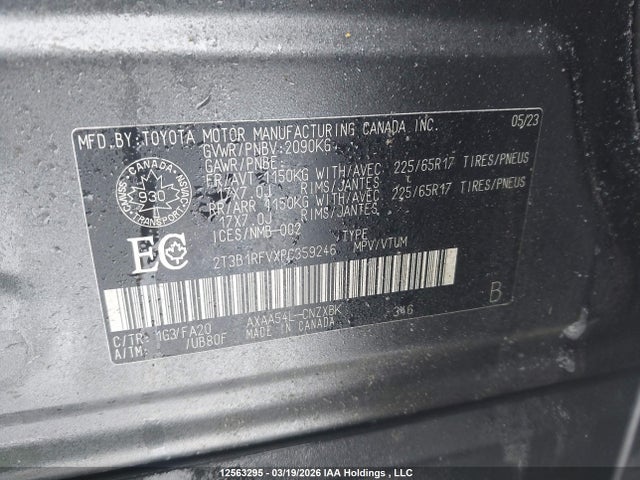 2023 Toyota Rav4 Le მანქანა იყიდება აუქციონზე, vin: 2T3B1RFVXPC359246, აუქციონის ნომერი: 12563295