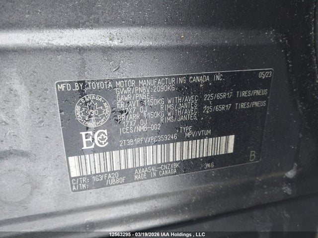 2023 Toyota Rav4 Le მანქანა იყიდება აუქციონზე, vin: 2T3B1RFVXPC359246, აუქციონის ნომერი: 12563295