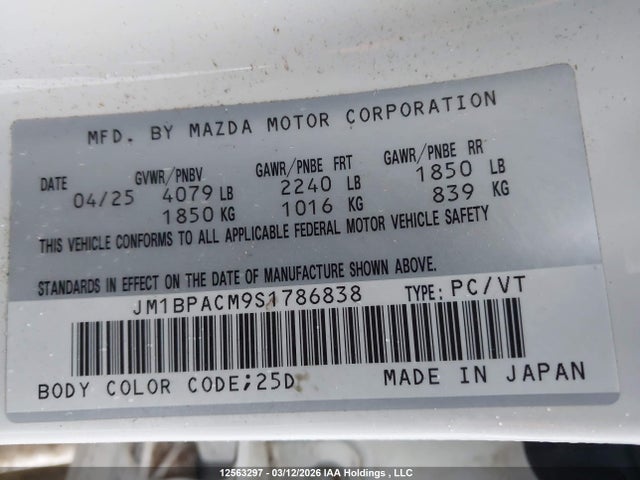 JM1BPACM9S1786838 Mazda Mazda3 Gs