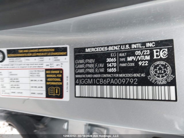 12563312 :رقم المزاد ، 4JGGM1CB6PA009792 vin ، 2023 Mercedes-benz Eqe 350 Suv 4matic مزاد بيع