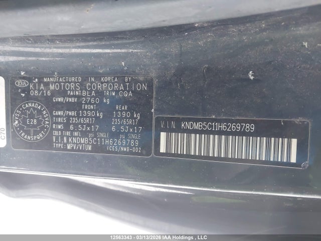 KNDMB5C11H6269789 KIA SEDONA LX