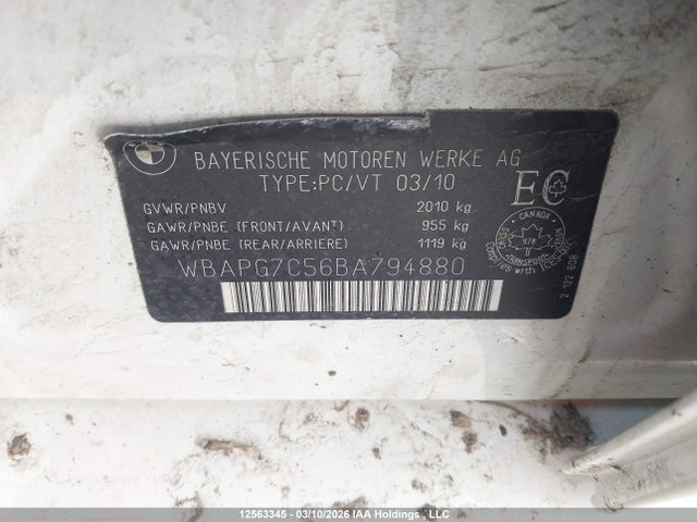 Aukcja sprzedaży 2011 Bmw 323i, vin: WBAPG7C56BA794880, numer aukcji: 12563345