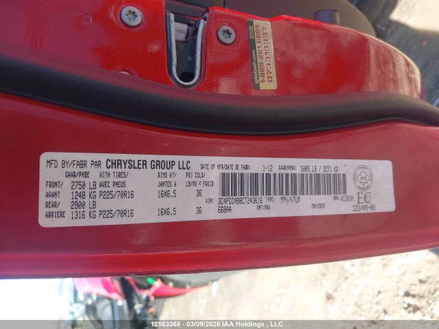 12563368 :رقم المزاد ، 3C4PDCAB8CT243616 vin ، 2012 Dodge Journey Cvp/se Plus مزاد بيع