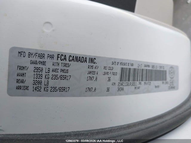 2C4RC1CG8JR165511 Chrysler Pacifica Lx