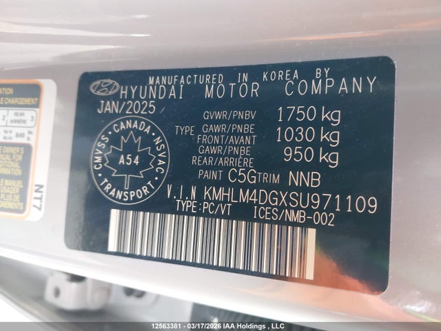 KMHLM4DGXSU971109 Hyundai Elantra