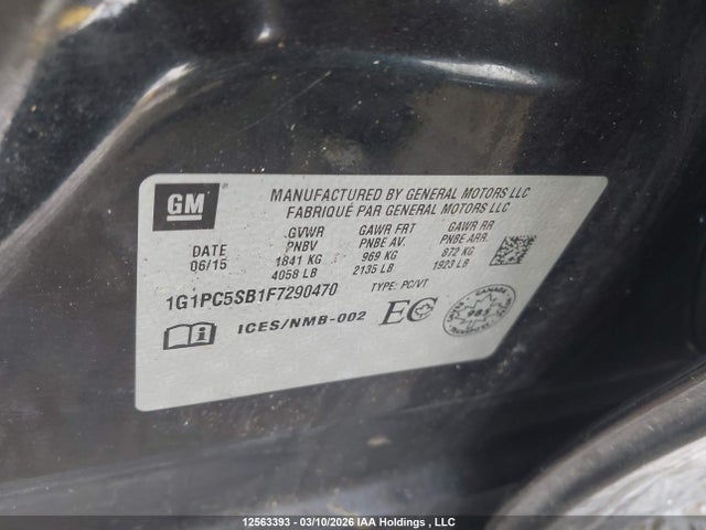 Продаж на аукціоні авто 2015 Chevrolet Cruze Lt, vin: 1G1PC5SB1F7290470, номер лоту: 12563393