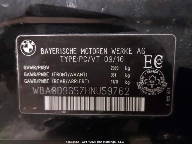 WBA8D9G57HNU59762 BMW 330 XI