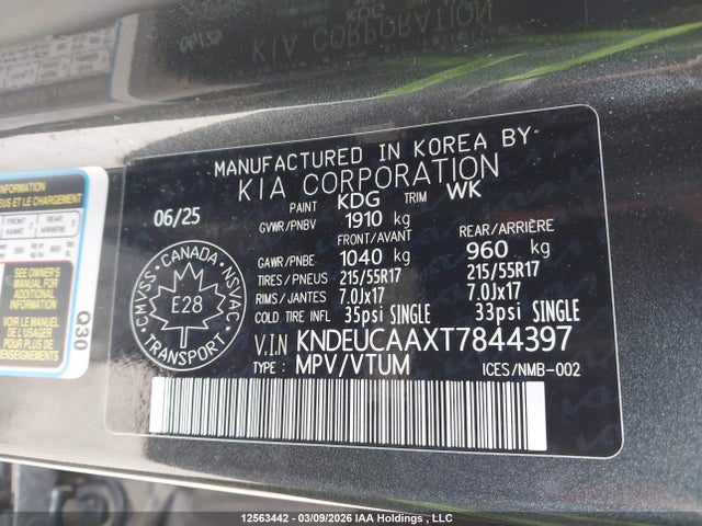Продажа на аукционе авто 2026 Kia Seltos S, vin: KNDEUCAAXT7844397, номер лота: 12563442