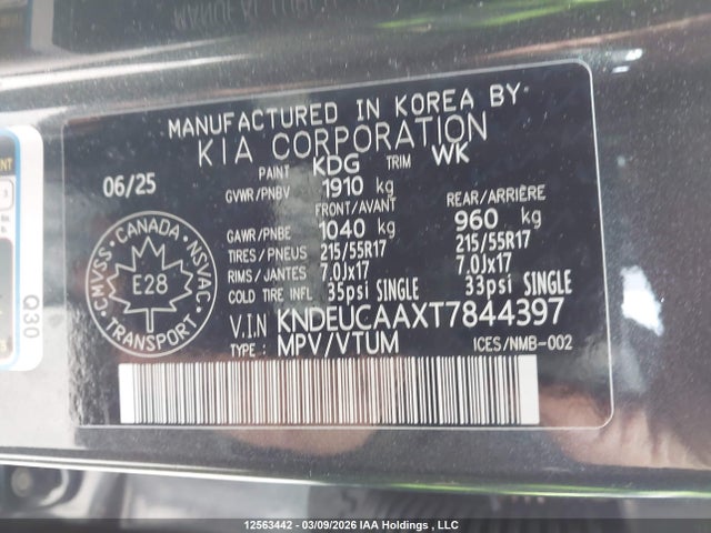 Продажа на аукционе авто 2026 Kia Seltos S, vin: KNDEUCAAXT7844397, номер лота: 12563442