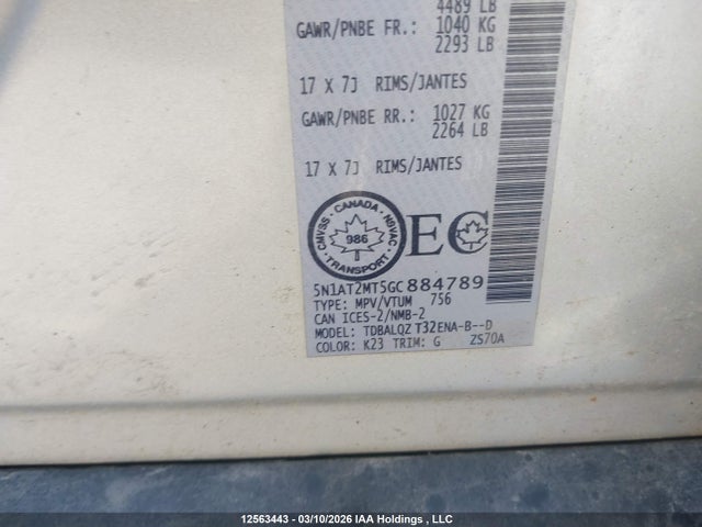 5N1AT2MT5GC884789 Nissan ROGUE S/SV