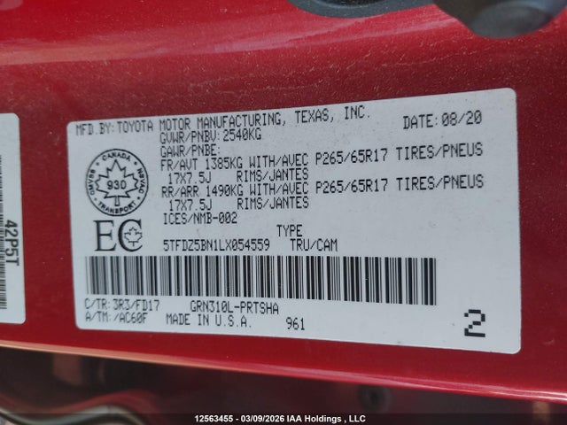 5TFDZ5BN1LX054559 Toyota Tacoma