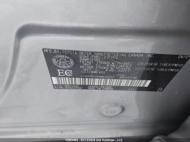 2017 Toyota Rav4 Limited მანქანა იყიდება აუქციონზე, vin: 2T3DFREV4HW634055, აუქციონის ნომერი: 12563462