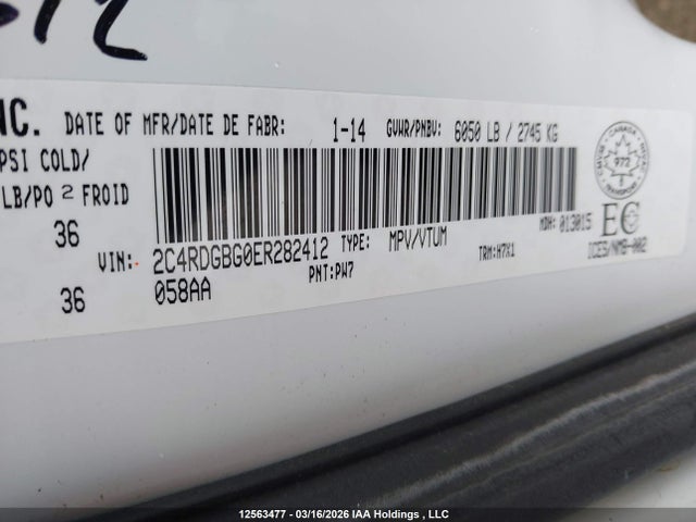 12563477 :رقم المزاد ، 2C4RDGBG0ER282412 vin ، 2014 Dodge Grand Caravan Se مزاد بيع