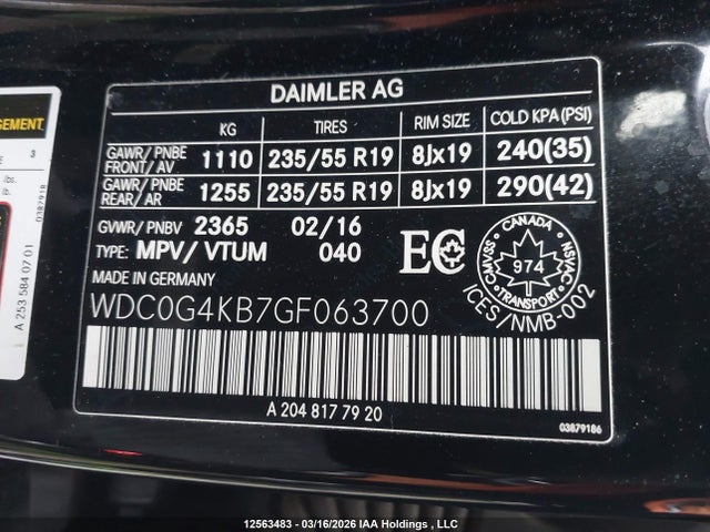 WDC0G4KB7GF063700 Mercedes-Benz Glc 300 4matic