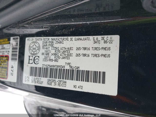 3TYSZ5AN9NT099349 Toyota Tacoma