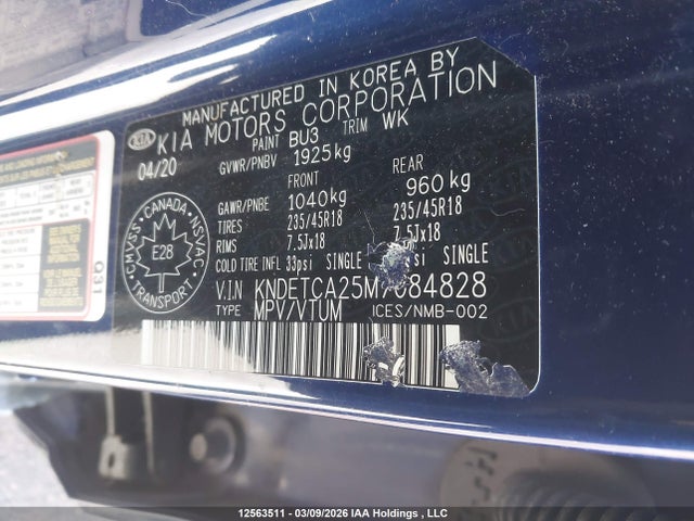 12563511 :رقم المزاد ، KNDETCA25M7084828 vin ، 2021 Kia Seltos Sx Turbo مزاد بيع