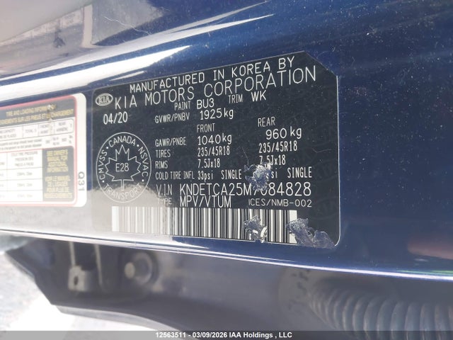 12563511 :رقم المزاد ، KNDETCA25M7084828 vin ، 2021 Kia Seltos Sx Turbo مزاد بيع