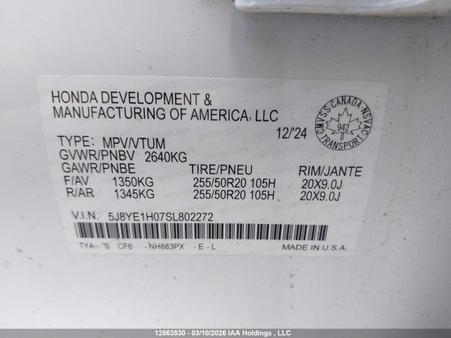 Продаж на аукціоні авто 2025 Acura Mdx A-spec, vin: 5J8YE1H07SL802272, номер лоту: 12563530