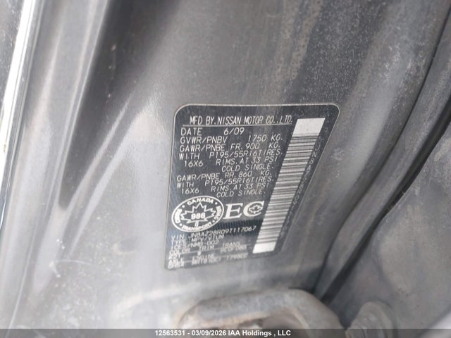 12563531 :رقم المزاد ، JN8AZ28R09T117067 vin ، 2009 Nissan Cube مزاد بيع