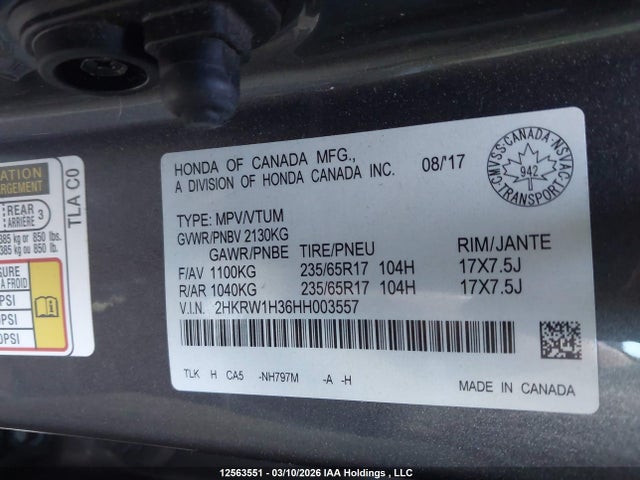 2HKRW1H36HH003557 Honda CR-V LX