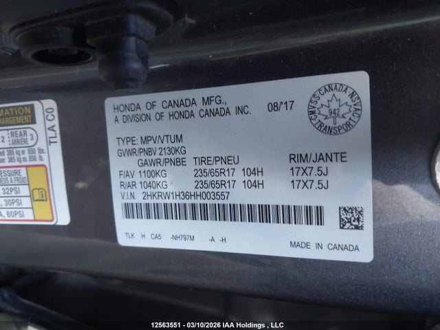 2HKRW1H36HH003557 Honda CR-V LX