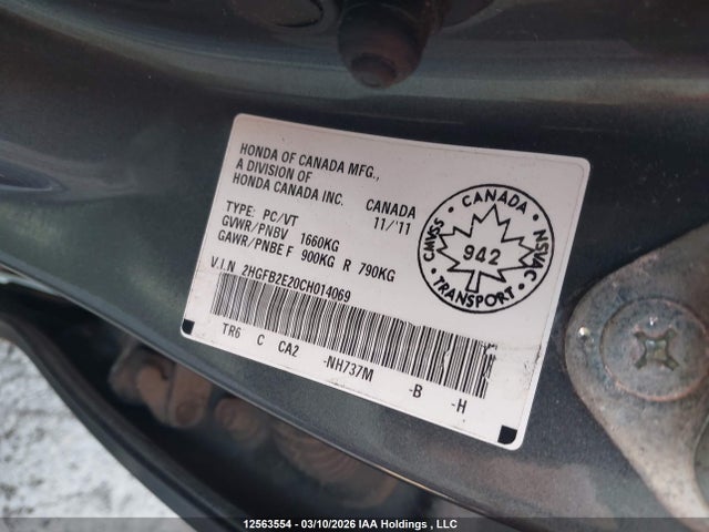 Продаж на аукціоні авто 2012 Honda Civic Dx, vin: 2HGFB2E20CH014069, номер лоту: 12563554