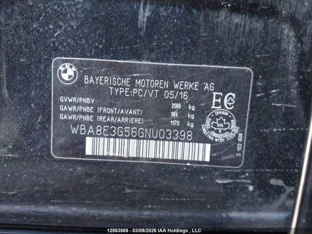 Aukcja sprzedaży 2016 Bmw 328i Xdrive, vin: WBA8E3G56GNU03398, numer aukcji: 12563569