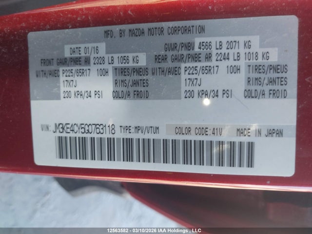 Aukcja sprzedaży 2016 Mazda Cx-5 Gs, vin: JM3KE4CY5G0763118, numer aukcji: 12563582
