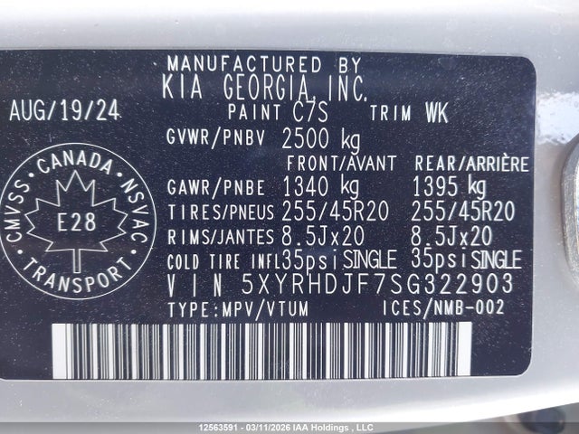 5XYRHDJF7SG322903 KIA Sorento Ex/x-line Ex