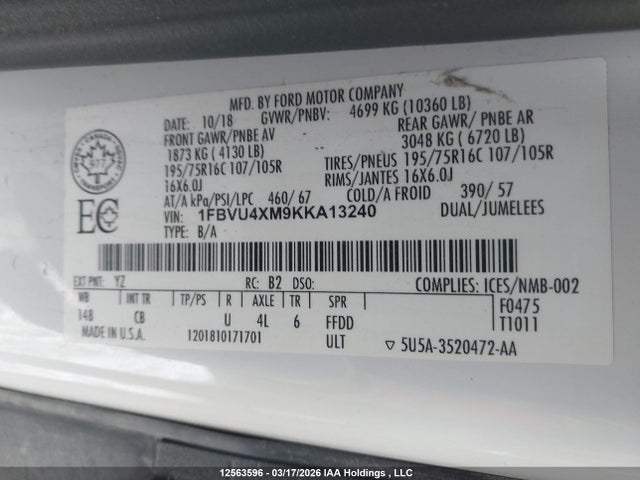 1FBVU4XM9KKA13240 Ford Transit