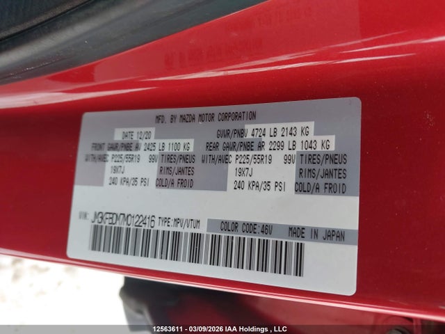 Aukcja sprzedaży 2021 Mazda Cx-5 Grand Touring, vin: JM3KFBDM7M0122416, numer aukcji: 12563611