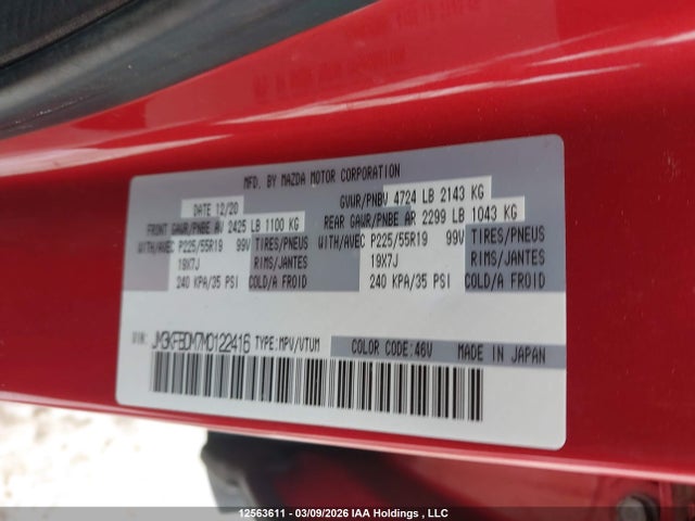 Aukcja sprzedaży 2021 Mazda Cx-5 Grand Touring, vin: JM3KFBDM7M0122416, numer aukcji: 12563611