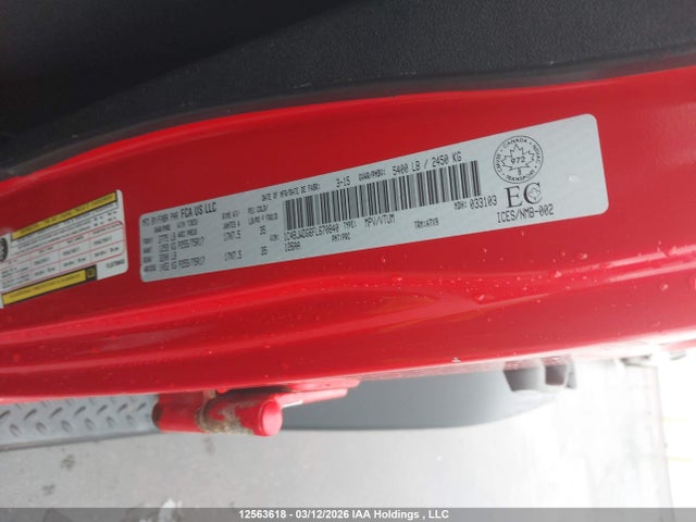 12563618 :رقم المزاد ، 1C4BJWDG6FL670840 vin ، 2015 Jeep Wrangler Unlimited Sport مزاد بيع