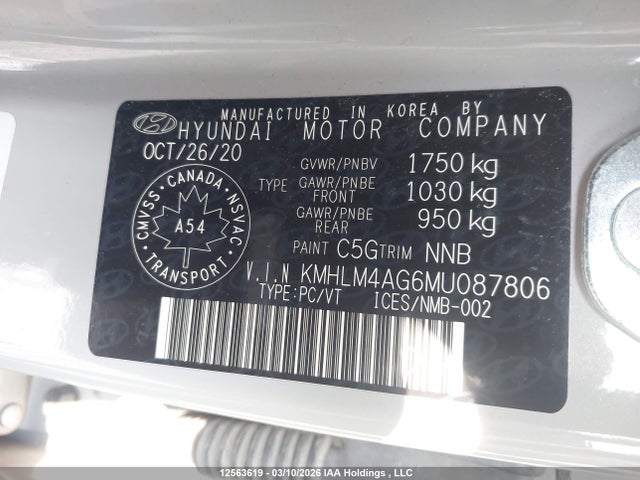 KMHLM4AG6MU087806 Hyundai Elantra