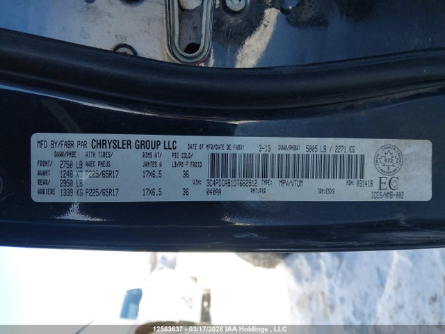 12563637 :رقم المزاد ، 3C4PDCAB1DT662912 vin ، 2013 Dodge Journey Cvp/se Plus مزاد بيع