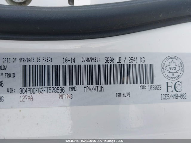 Продаж на аукціоні авто 2015 Dodge Journey R/t, vin: 3C4PDDFG3FT578586, номер лоту: 12546614