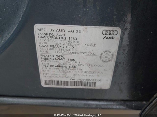 Продаж на аукціоні авто 2011 Audi Q5 2.0t Premium Plus, vin: WA1VFCFP4BA097205, номер лоту: 12563653