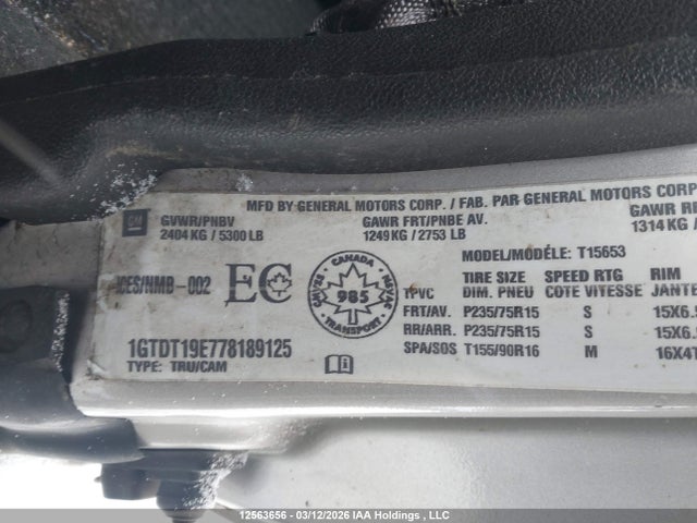 Aukcja sprzedaży 2007 Gmc Canyon Sl/sle, vin: 1GTDT19E778189125, numer aukcji: 12563656