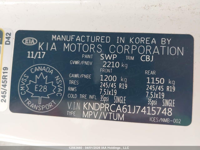 12563660 :رقم المزاد ، KNDPRCA61J7415748 vin ، 2018 Kia Sportage Sx مزاد بيع
