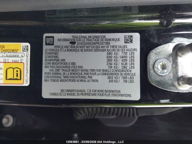 1GKS2HKD9PR107365 GMC Yukon Xl K1500 At4
