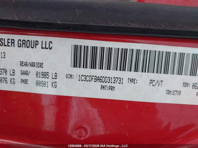 12563666 :رقم المزاد ، 1C3CDFBA6DD313731 vin ، 2013 Dodge Dart Sxt/rallye مزاد بيع