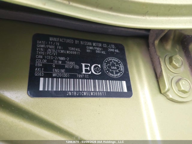 JN1BJ1CW5LW369811 Nissan Rogue Sport S/sv/sl