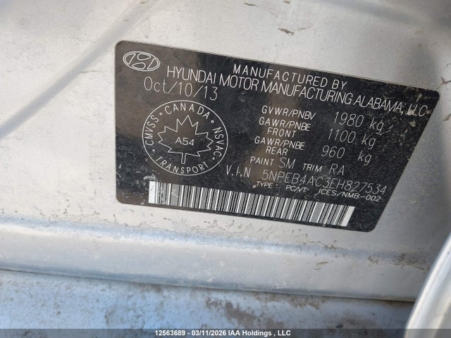 Aukcja sprzedaży 2014 Hyundai Sonata Gls, vin: 5NPEB4AC3EH827534, numer aukcji: 12563689