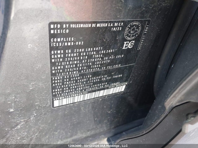 Продажа на аукционе авто 2024 Volkswagen Tiguan, vin: 3VVMB7AX2RM046747, номер лота: 12563690