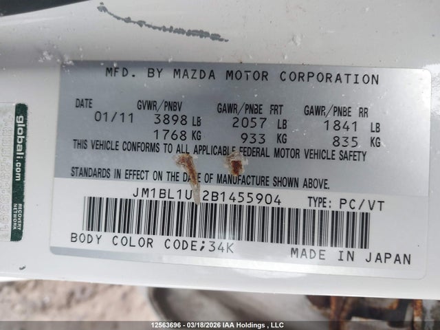 Продаж на аукціоні авто 2011 Mazda 3 I, vin: JM1BL1UF2B1455904, номер лоту: 12563696