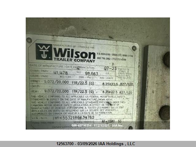 1W1K55321R6634762 Wilson Trailer Co Flatdeck