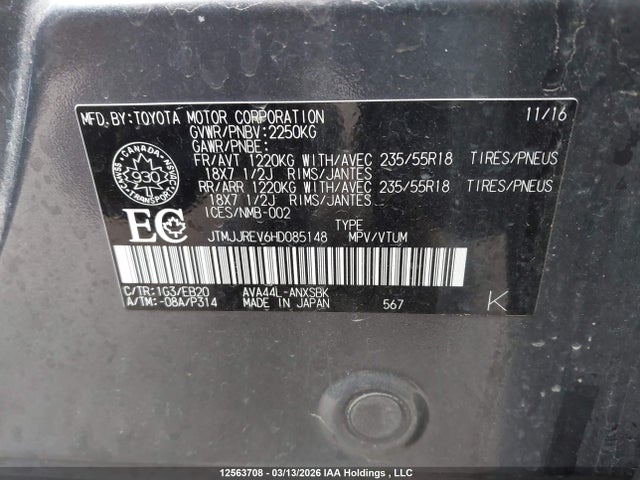 Aukcja sprzedaży 2017 Toyota Rav4 Hybrid Se, vin: JTMJJREV6HD085148, numer aukcji: 12563708