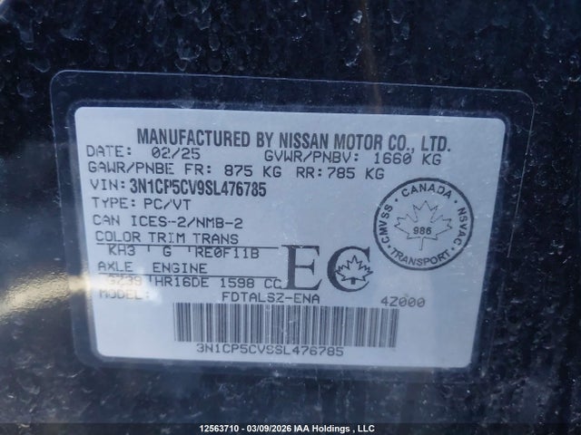 3N1CP5CV9SL476785 Nissan Kicks Play Sv